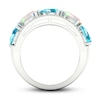 Thumbnail Image 3 of Swiss Blue Topaz/Lab-Created Opal/White Lab-Created Sapphire Ring Sterling Silver