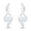 Thumbnail Image 2 of Lab-Created Opal & Diamond Earrings 1/20 ct tw 10K White Gold