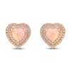 Thumbnail Image 0 of Pink Lab-Created Opal & White Lab-Created Sapphire Heart Earrings 10K Rose Gold
