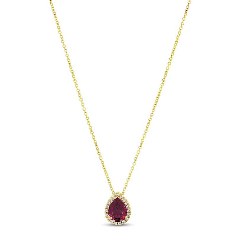 Le Vian Rhodolite & Diamond Necklace 1/8 ct tw 14K Honey Gold 18"