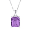 Thumbnail Image 0 of Amethyst & White Topaz Necklace Octagon/Round-Cut Sterling Silver 18"