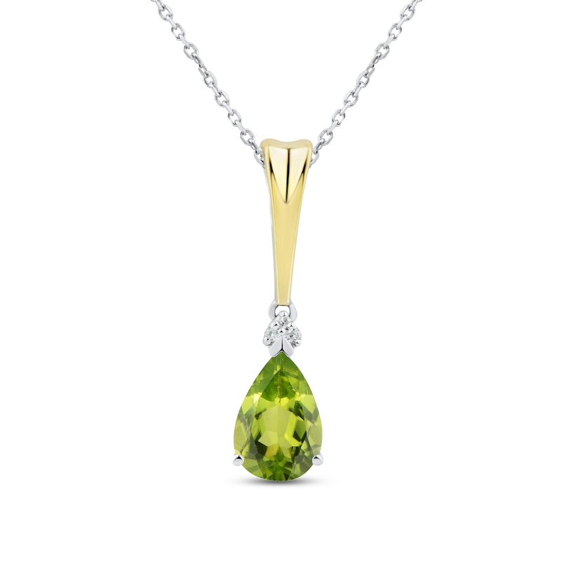 Peridot & Diamond Necklace Sterling Silver/10K Yellow Gold 18"