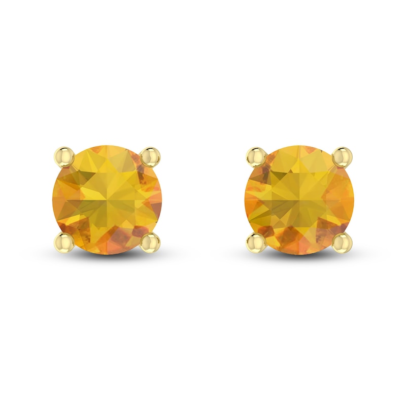 Citrine Solitaire Earrings 10K Yellow Gold