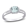 Thumbnail Image 0 of Aquamarine & Diamond Ring 1/20 ct tw Cushion/Round-Cut 10K White Gold