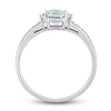 Thumbnail Image 3 of Aquamarine & Diamond Ring 1/20 ct tw Cushion/Round-Cut 10K White Gold