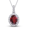 Thumbnail Image 0 of Garnet & White Lab-Created Sapphire Necklace Sterling Silver 18"