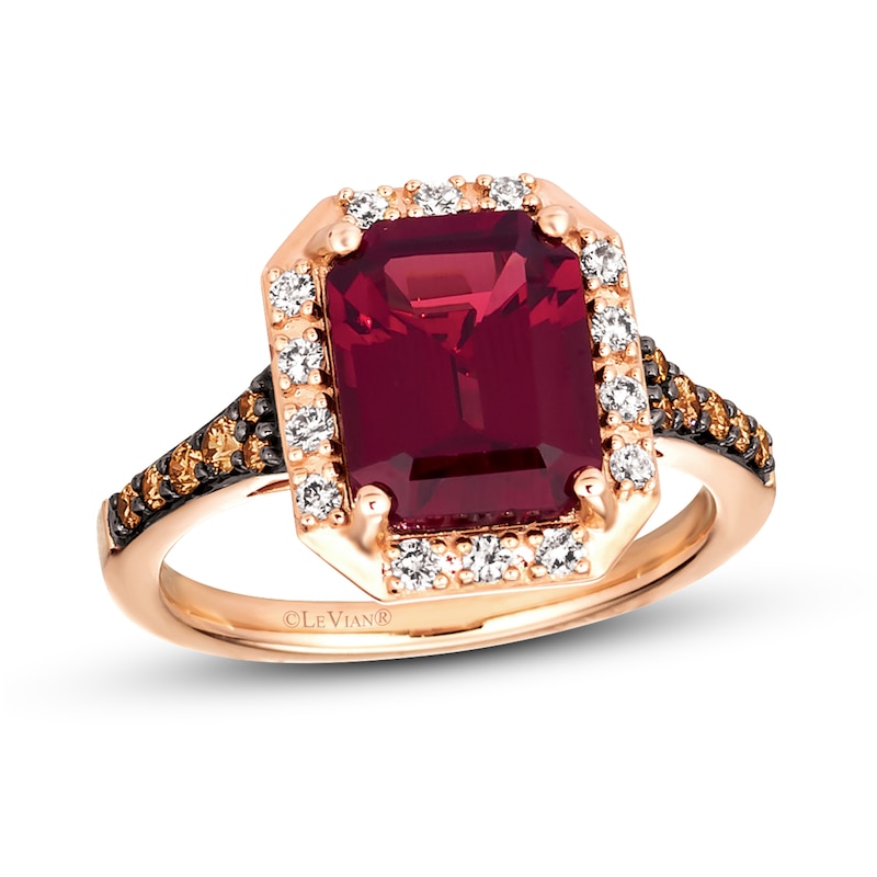 Le Vian Garnet Ring 3/8 ct tw Diamonds 14K Strawberry Gold