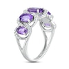 Thumbnail Image 1 of Amethyst & White Lab-Created Sapphire Five-Stone Ring Sterling Silver
