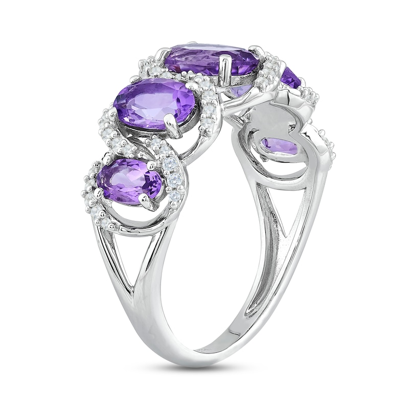 Amethyst & White Lab-Created Sapphire Five-Stone Ring Sterling Silver