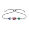 Thumbnail Image 0 of Lab-Created Ruby, Lab-Created Emerald, Blue & White Lab-Created Sapphire Bolo Bracelet Sterling Silver 8.5"