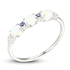 Thumbnail Image 1 of Lab-Created Opal, Blue & White Lab-Created Sapphire Ring Sterling Silver