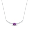 Thumbnail Image 0 of Amethyst & White Lab-Created Sapphire Curved Bar Necklace Sterling Silver 18"