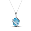 Thumbnail Image 0 of Swiss Blue Topaz & White Lab-Created Sapphire Wrap Necklace 10K White Gold 18"