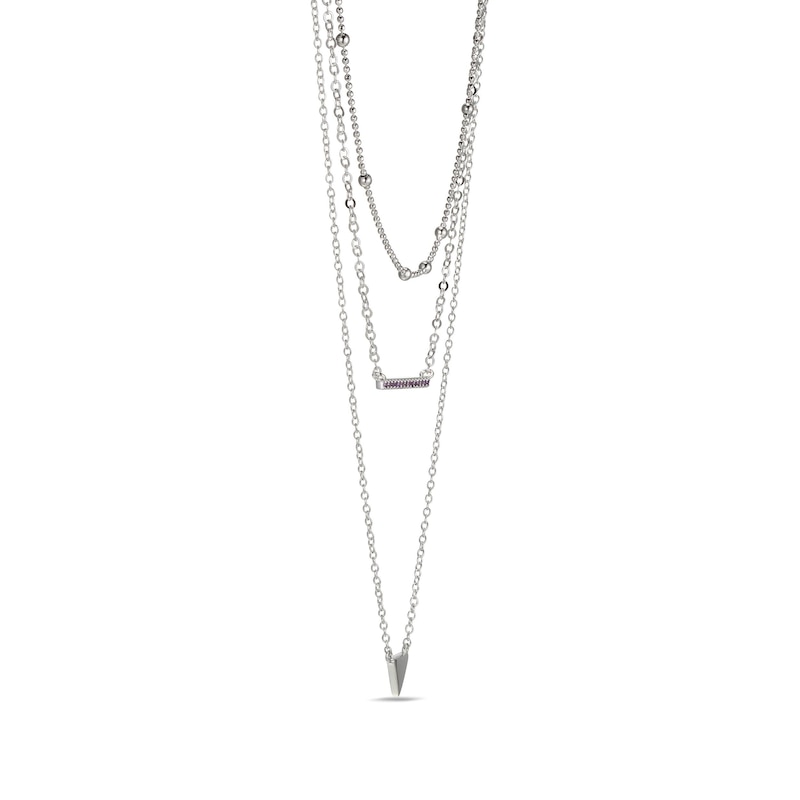 Amethyst Layered Necklace Sterling Silver 21"