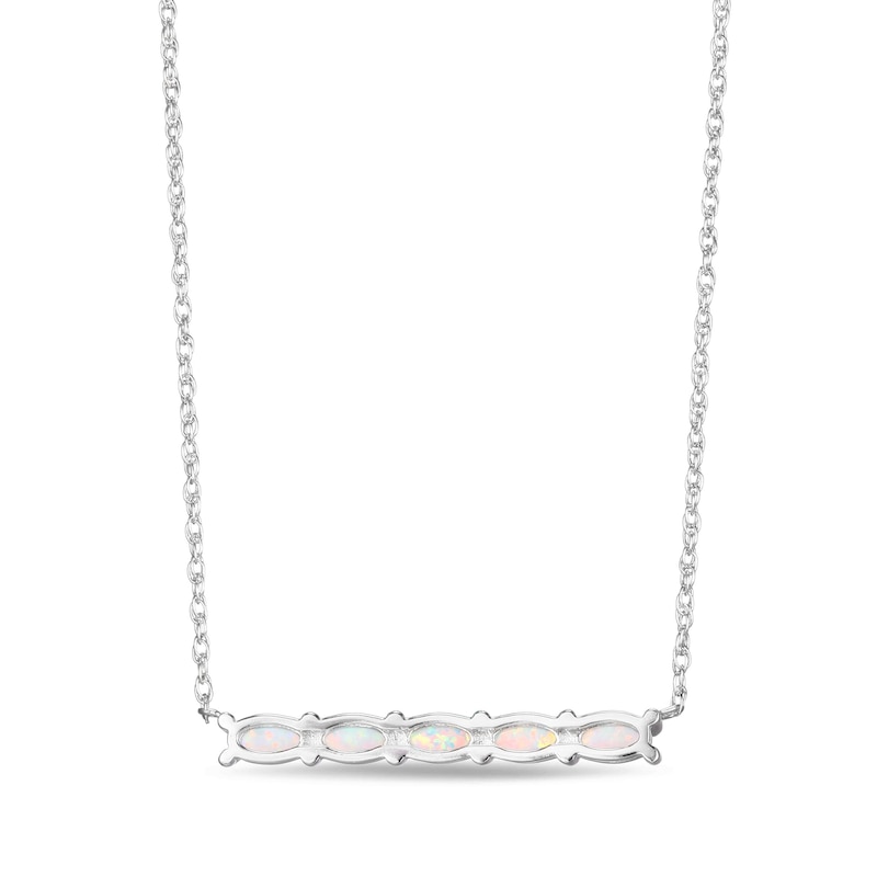 Lab-Created Opal Dainty Bar Necklace Sterling Silver 18"