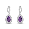 Thumbnail Image 1 of Amethyst & White Lab-Created Sapphire Dangle Earrings Sterling Silver