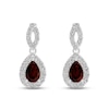Thumbnail Image 1 of Garnet & White Lab-Created Sapphire Dangle Earrings Sterling Silver