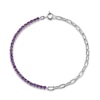 Thumbnail Image 1 of Amethyst Paperclip Bracelet Sterling Silver 7.25"