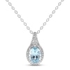 Thumbnail Image 0 of Aquamarine & Diamond Necklace 1/8 ct tw Round-cut Sterling Silver 18"