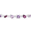 Thumbnail Image 1 of Pink Quartz, Amethyst & Rhodolite Garnet Bolo Bar Bolo Bracelet Sterling Silver 9.5"
