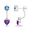 Thumbnail Image 0 of Amethyst, Swiss Blue Topaz & White Lab-Created Sapphire Front-Back Earrings Sterling Silver