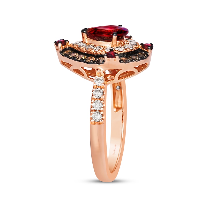 Le Vian Pear & Round-Cut Garnet Ring 3/4 ct tw Diamonds 14K Strawberry Gold
