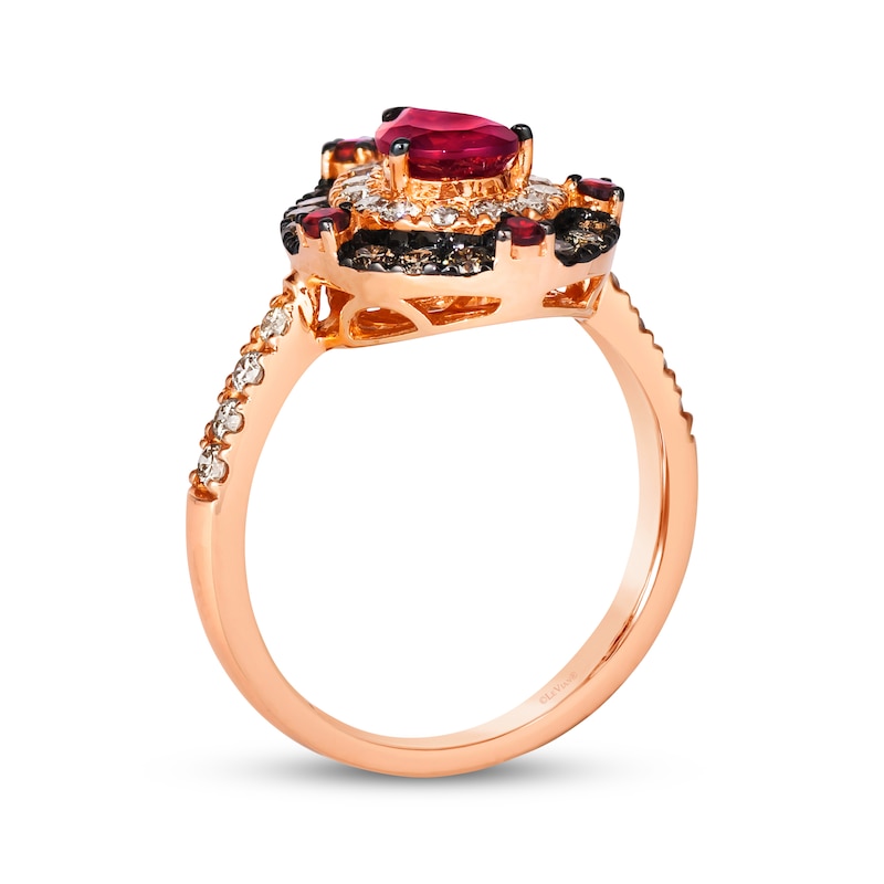 Le Vian Pear & Round-Cut Garnet Ring 3/4 ct tw Diamonds 14K Strawberry Gold