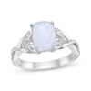 Thumbnail Image 0 of Rectangle-Cut Lab-Created Opal & White Lab-Created Sapphire Twist Ring Sterling Silver