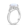 Thumbnail Image 1 of Rectangle-Cut Lab-Created Opal & White Lab-Created Sapphire Twist Ring Sterling Silver