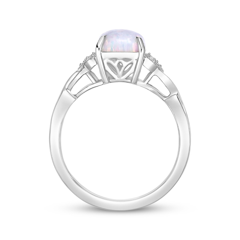 Rectangle-Cut Lab-Created Opal & White Lab-Created Sapphire Twist Ring Sterling Silver