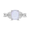 Thumbnail Image 3 of Rectangle-Cut Lab-Created Opal & White Lab-Created Sapphire Twist Ring Sterling Silver