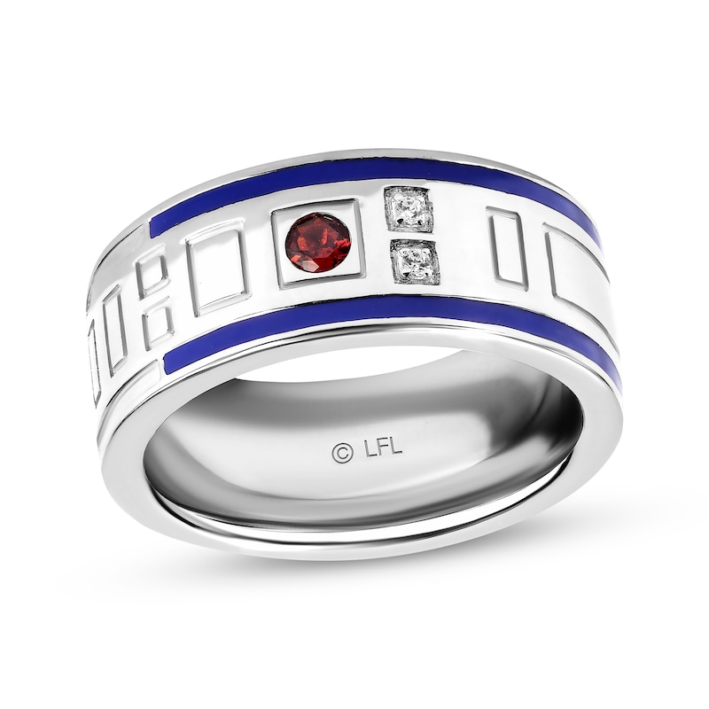 Star Wars R2-D2 Men's Garnet, Diamond-Accent & Enamel Ring Sterling Silver