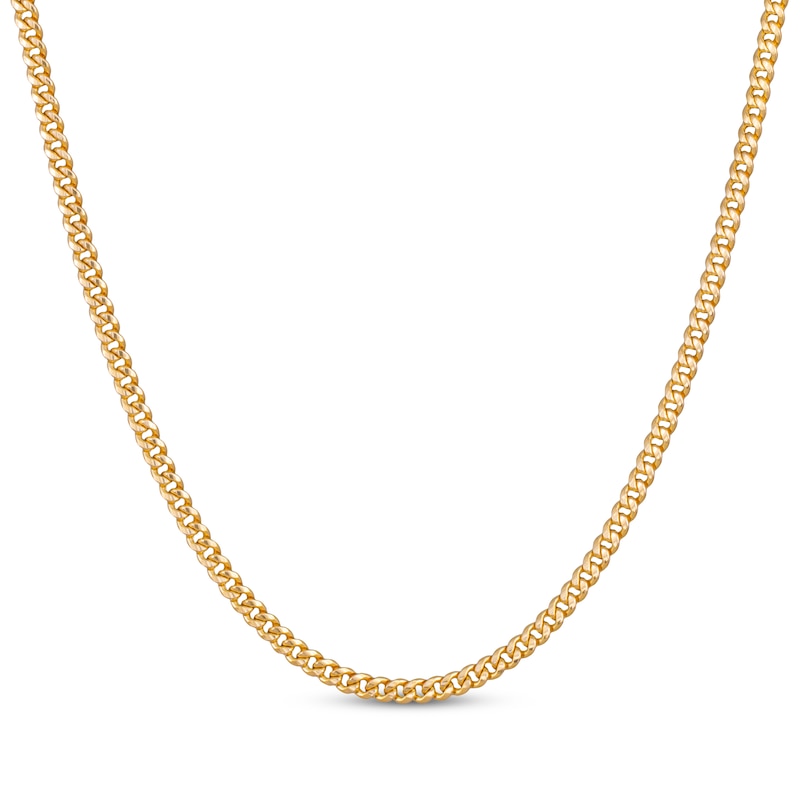 Hollow Cuban Curb Chain Necklace 10K Yellow Gold 22"