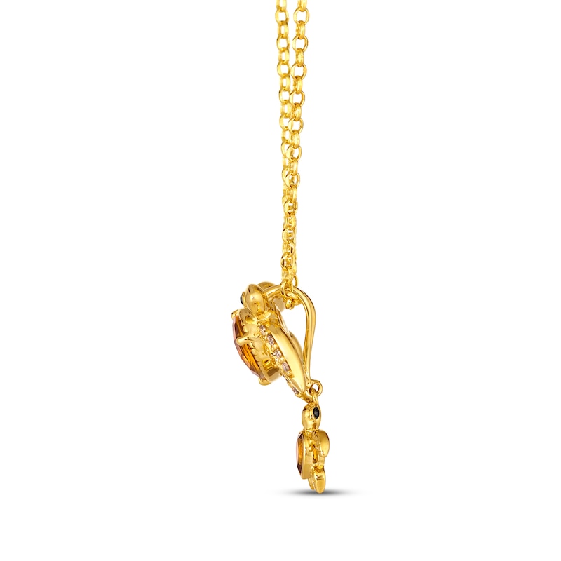 Le Vian Garden Party Pear-Shaped Citrine Turtles Necklace 1/10 ct tw Diamonds 14K Honey Gold 19"