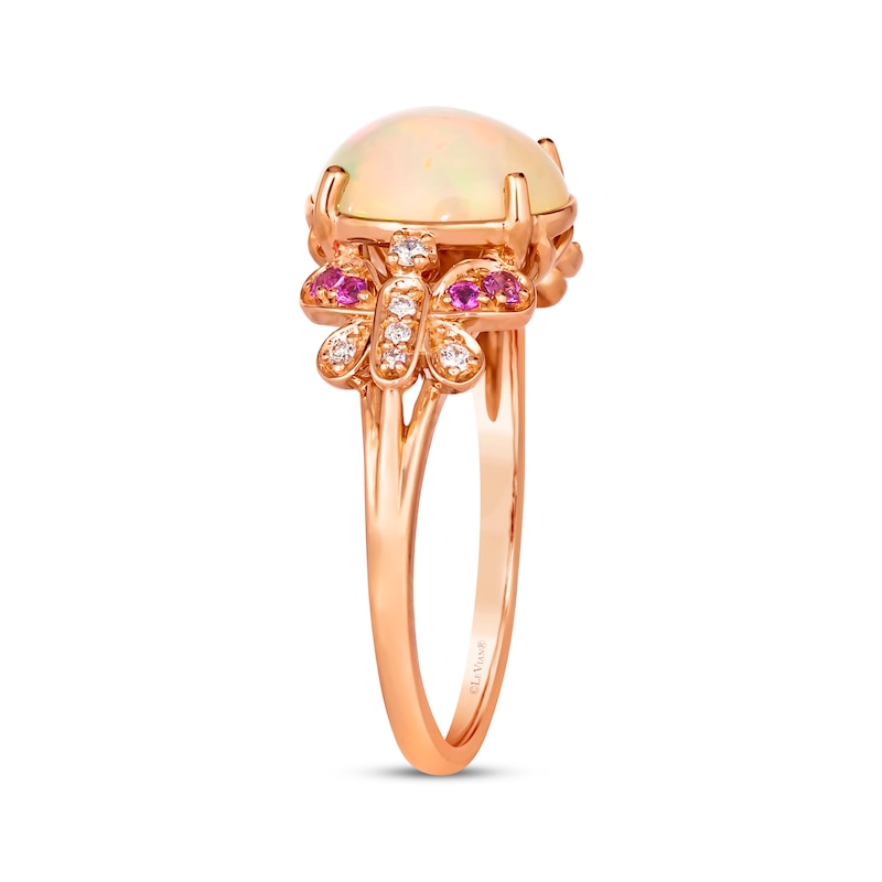 Le Vian Garden Party Collection Opal & Pink Sapphire Butterflies Ring 1/15 ct tw Diamonds 14K Strawberry Gold