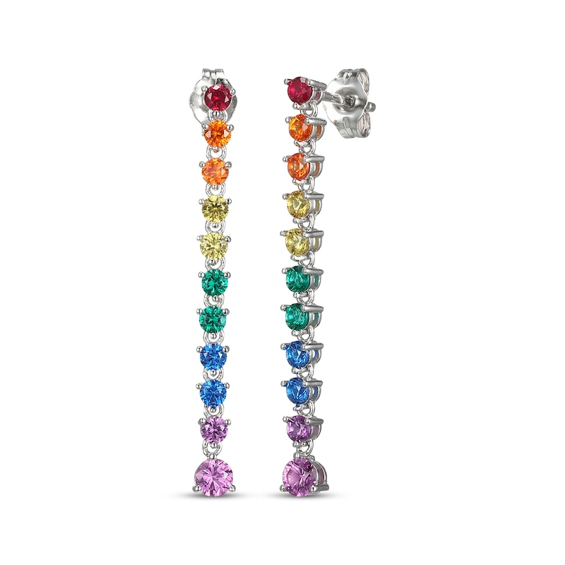 Lab-Created Gemstone Rainbow Drop Earrings Sterling Silver