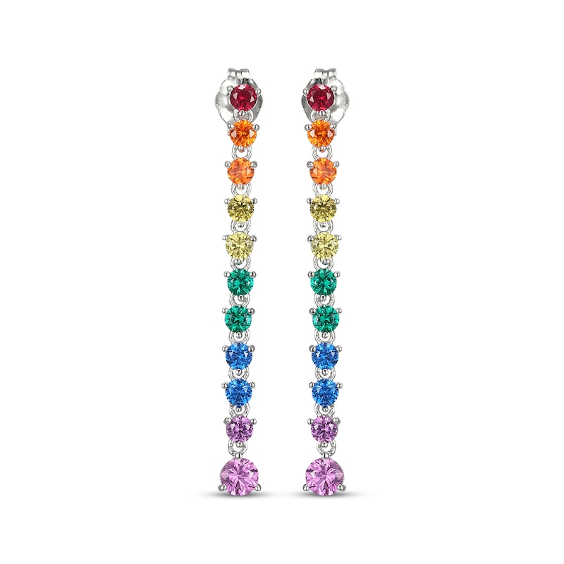 Lab-Created Gemstone Rainbow Drop Earrings Sterling Silver