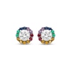 Thumbnail Image 1 of Natural & Lab-Created Gemstone Rainbow Halo Stud Earrings Sterling Silver