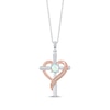 Thumbnail Image 0 of Opal & Diamond Accent Cross Necklace with Heart Sterling Silver & 10K Rose Gold 18"