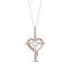 Thumbnail Image 2 of Opal & Diamond Accent Cross Necklace with Heart Sterling Silver & 10K Rose Gold 18"