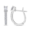 Thumbnail Image 2 of Baguette & Round-Cut Diamond Hoop Earrings 3/8 ct tw 10K White Gold