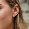 Thumbnail Image 3 of Baguette & Round-Cut Diamond Hoop Earrings 3/8 ct tw 10K White Gold