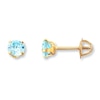 Thumbnail Image 0 of Children's Stud Earrings Blue Cubic Zirconia 14K Yellow Gold