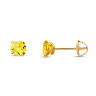 earrings stud yellow gold 14k children kay zirconia cubic
