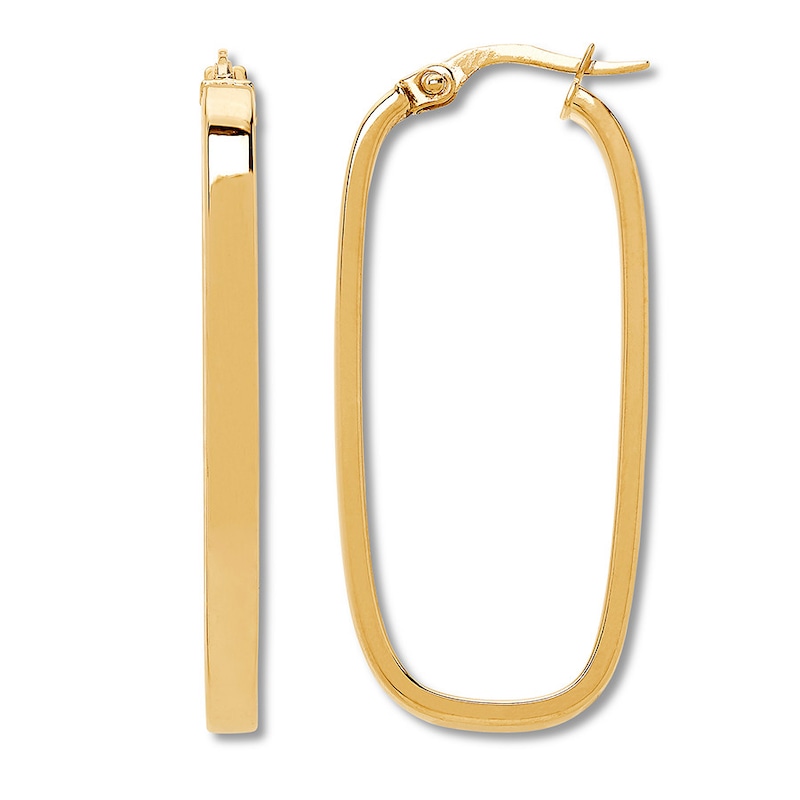 Rectangular Hoop Earrings 10K Yellow Gold