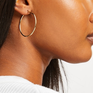 Stunning 14K White Gold Hoop Earrings for Women, 40 MM Diameter