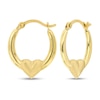 Thumbnail Image 0 of Stamped Textured Heart Hoop Earrings 14K Yellow Gold