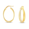 Thumbnail Image 0 of Italian Oval Glitter Hoop Earrings 14K Yellow Gold