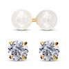 Thumbnail Image 0 of Children's Cultured Pearl & Cubic Zirconia Earrings Set 14K Yellow Gold