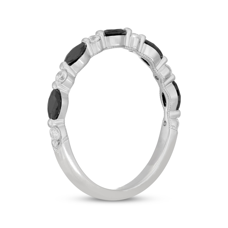 Neil Lane Marquise-Cut Black Diamond & Round-Cut White Diamond Anniversary Ring 1/2 ct tw 14K White Gold